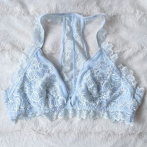 Aerie pastel blue white sexy lace bra Bralette Small